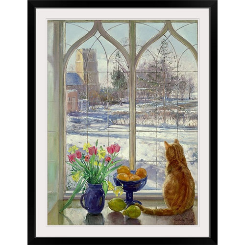 Fleur De Lis Living Yonkers Snow Shadows and Cat' by Timothy Easton